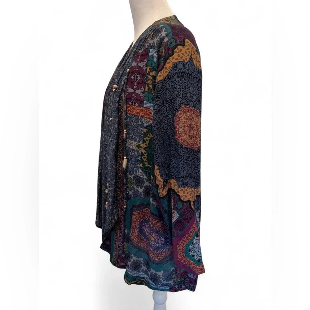 Vintage Carole Little Multicolor Open Front Cardigan - Picture 3 of 7